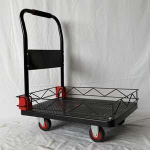 2 in 1 Foldable Platform Trolley Enclosed Cage Heavy Duty Folding Flatbed Dolly Cart Hand <b>Truck</b> Water Barrel CHNA - Product Image 2