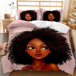 Set Sprei ChamXue Sarung Selimut Sarung Bantal Tema Black Girl 3 Buah Membuat Black Girl Hebat Set Sprei 4 Musim Lembut Nyaman - Product Image 3