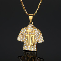 Pele 10, le roi du football européen et américain, première génération, best-seller. Collier avec pendentif en cuivre plaqué or 10 carats
