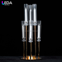 Décoration de table pour événements LEDA, chandelier doré à 6 bras, support à bougies en métal à deux niveaux, support de toile de fond pour mariage