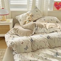 Parure de lit de luxe 4 pièces en microfibre imprimée, drap plat et housse de couette, nouveau design 2026, vente en gros
