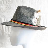 Chapeau Fedora en feutre bavarois gris personnalisé, idéal pour les décorations de fête d'Oktoberfest et d'Halloween – Offre Spéciale