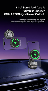 SYONG 25W Magnetic Wireless Car <strong>Charger</strong> Mount Vacuum Suction Phone Holder 360&deg; Rotating Foldable Car Mount for <strong>iPhone</strong> - Product Image 2