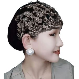 Pañuelo para la cabeza musulmán de encaje ecológico, transpirable, para las cuatro estaciones, pañuelo islámico árabe para mujer. - Product Image 2