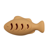 Conception de poisson écologique OEM Portable Silicone TPR Plastique Mangeoire lente Bouteille étanche Chats Chiens Maison Jouer Snack Jouet Fuite