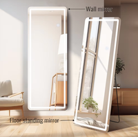 Miroir de corps long moderne de grande taille avec lumière, miroir intelligent à LED pour la chambre à coucher, miroir sur pied à LED pleine longueur