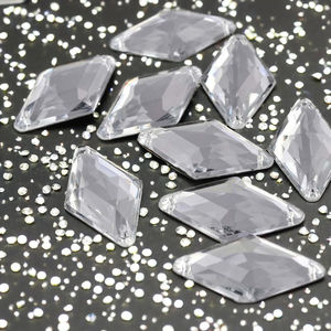 아크릴 느슨한 라인 석 구슬 9x15mm 마름모 플랫백 두 구멍 크기 14mm 핫픽스 의류 바지 재봉 24 색 GuoJie - Product Image 2