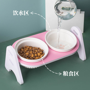 Ceramic Cat Bowl Double Design Adjustable Height Detachable Stand For Cats - Product Image 3