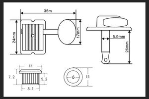 Afinador de guitarra eléctrica Vintage SQ, cabezal de máquina de cuerdas semicerrado con Tombol de bajo de plástico para ajuste de cuerdas - Product Image 6