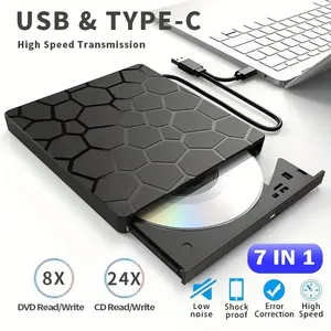 7 1 เครื่องเล่นซีดี ดี<span class=keywords><strong>ว</strong></span>ีดี USB3.0 และเครื่องเขียนประเภทซีเครื่องเขียนดีวีดีในตัว ไดรฟ์ออปติคอล เครื่องอ่านแบบพกพา แล็ปท็อป เดสก์ท็อป โน้ตบุ๊ก - Product Image 3
