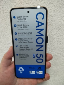 Camon50 Pro โทรศัพท์ประสิทธิภาพสูงสำหรับใช้งานประจำวัน หน้าจอโค้ง AMOLED กล้องหลายเลนส์ ราคาขายส่งสุดคุ้ม - Product Image 3