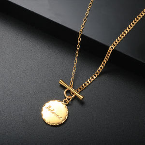 สร้อยคอทองคำแท้ K18เคลือบ PVD เสน่ห์อันเป็นที่รักเครื่องประดับสร้อยคอทองคำออกแบบเข็มกลัด OT - Product Image 2