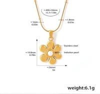 Collier pendentif serpent rond en perles fantaisie avec fleur incrustée, imitation perle, en acier inoxydable, bijoux étanches