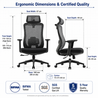 Chaise de bureau ergonomique moderne à dossier haut en maille avec support lombaire, appui-tête, repose-pieds, pivotante et réglable pour la maison/usage informatique