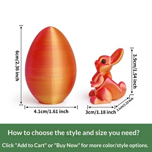 Ensemble de modèles d'œufs de lapin imprimés en 3D, décoration de Pâques, cadeau, œufs de lapin de Pâques en gros pour les fêtes - Product Image 3