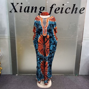 Nuovo Stile 2026 Primavera Estate Autunno Abito da Festa in Cotone per Donna, Vestito Etnico Africano Ankara Stampato con Diamanti, Stile Boubou Casual e Comodo - Product Image 3