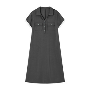 Simple Commuter V-neck Dress Women's Summer Loose Mid-length Casual Dress - Product Image 4