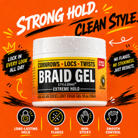 Gel Coiffant Professionnel Sans Résidus pour Tresses, Fixation Extrême, Non Collant, pour Styles Protecteurs, Cornrows, Locs, Twists, OEM