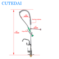 Robinet de cuisine commercial contemporain écologique en chrome de 6 pouces avec douchette de pré-évier et remplisseur de pot pivotant en laiton durable pour hôtels