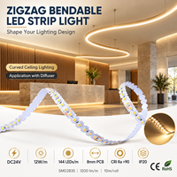 Bande LED en forme de S, blanc chaud, haute fidélité des couleurs (CRI), 3000K, 24V, 8mm, 144 LED par mètre, pour affichage en magasin et intérieur d'hôtel
