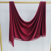 Jilbab Wanita Muslim Mewah Berkualitas Tinggi Terbaru Sharut, Syal Hijab Elastis Premium Merrachi Bahan Jersey Cair dengan LACE