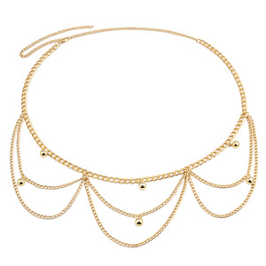 Cadena de Cintura de Moda con Colgante de Bola Dorada, Cadena de Cintura Multicapa, Accesorio Retro para Fiesta, Aleación de Zinc, Un Solo Círculo - Product Image 5