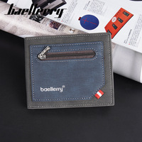 Baellerry dompet bisnis multifungsi pria, dompet Mini ramping kulit Pu Retro dengan saku koin