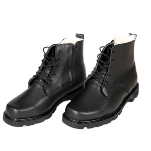 Botas de nieve de cuero para hombre, forradas de lana, impermeables, antideslizantes, de tacón medio, para uso en exteriores con clima frío. - Product Image 1