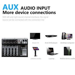 UX6 ระบบเสียง วิดีโอ และแสงระดับมืออาชีพ มิกเซอร์ดิจิตอลสเตอริโอ 6 แชนแนล ใช้สำหรับบันทึกเสียง ดีเจ ไลฟ์สดออนไลน์ คาราโอเกะ - Product Image 3