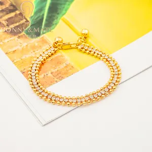 Nouveau gros mode 24K plaqué or Bracelet Zircon perles bijoux mode femmes Bracelet bijoux