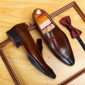 British Thick Soled Genuine Leather Round-<b>toe</b> Casual Leather Wedding Shoes with Brocade Detailing Men Shoes for Formal Occasions - Product Image 5