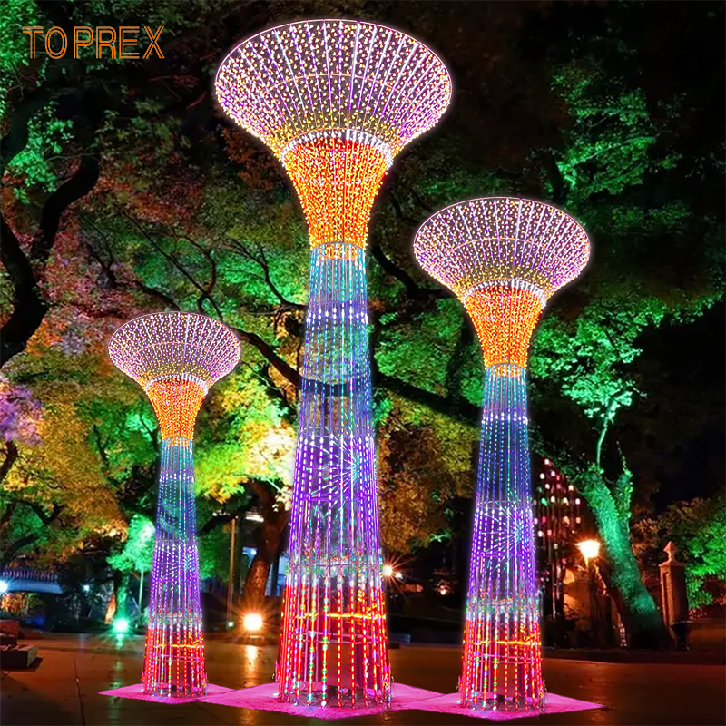 Рождественская декоративная железная рама, башня, сад, светодиодное уличное праздничное украшение, уличная большая 3d подсветка, скульптура, фонари