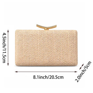 Women's Vintage Fashion Casual Straw <b>Handbag</b> Woven Summer Clutch Purse Evening Shoulder Crossbody Bag Chain <b>Strap</b> <b>for</b> Cocktail - Product Image 5