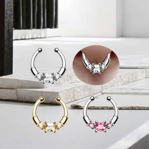 Faux Septum Piercing Nez Anneau Carré Zircon Nez Corps Bijoux En Gros Faux Septum Zircon Faux Nez Anneau - Product Image 2