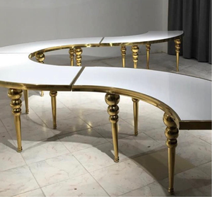 Luxurious S-shaped Glass Top <strong>Table</strong> With <strong>Gold</strong> Legs Is Perfect for Elegant and Stylish Wedding Events - Product Image 1