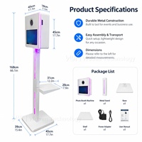 Kiosque à selfies pour cérémonie de remise des diplômes, promotion commerciale, avec éclairage LED et imprimante, photomaton portable