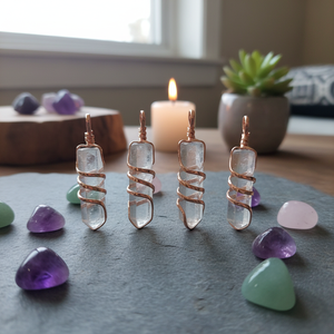 Gemstone Single Point Pencil Crystal Silver Wire <b>Wrap</b> Healing Pendants <b>Clear</b> Quartz Crystal Stainless Steel Plated Charm Pendant - Product Image 3