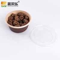 Boîte d'emballage alimentaire en PP brun pour soupes et plats à emporter, récipient jetable en plastique pour traiteur, bol rond avec couvercle