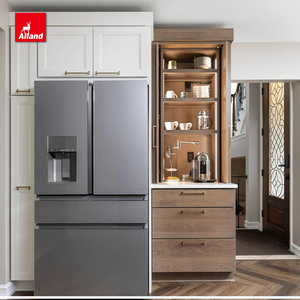 Étagères de présentation multifonctionnelles en chêne blanc de style transitionnel Allandgroup avec évier à double robinet - Product Image 3