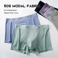 Super Confort 5A Antibactérien Hommes Modal Boxers Respirant Mid-Rise Slip Haute Élasticité Sans Couture Élargir Agrandir La Jambe