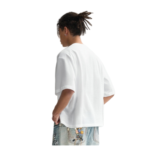 Blanc blanc poche col en v t-shirts hommes goutte épaule surdimensionné lâche respirant haute qualité hommes t-shirt - Product Image 3