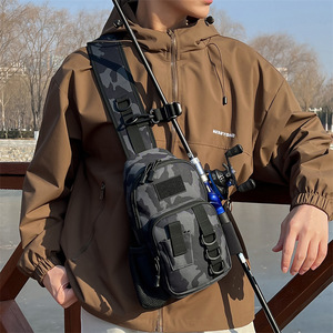 Masawei Tactical Crossbody <b>Chest</b> Bag Gray Camouflage Large Capacity Outdoor Hiking Fishing <b>Storage</b> Backpack Men's Shoulder Bag - Product Image 4