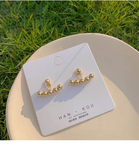 Pendientes delanteros y traseros de Metal chapado en oro con estilo para mujer y niña, diseño coreano delicado de alta calidad, pendientes de tuerca de bola a la moda - Product Image 6