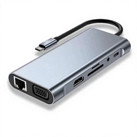 Hub USB C 11 in 1 Aluminium Alloy Tipe C 3.1 Docking Station Mini HDMI USB 3.0 OTG untuk MacBook Pro iMac Laptop