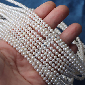 Una stringa di 3.5-4mm di perle sciolte di perle di acqua dolce naturali opache quasi rotonde per materiali di gioielli artigianali, circa 39cm e 105 pezzi - Product Image 1