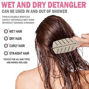 Brosse démêlante en nylon à logo personnalisé, en paille <span class=keywords><strong>de</strong></span> blé écologique, en forme <span class=keywords><strong>de</strong></span> feuille, pour cheveux secs et mouillés, séchage rapide, avec ventilation, pour la douche - Product Image 5