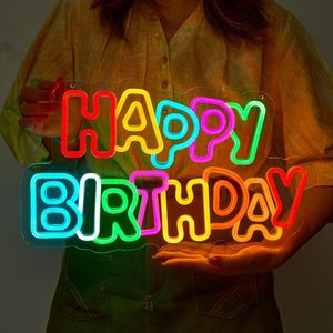 Letrero de Neón <span class=keywords><strong>con</strong></span> <span class=keywords><strong>Letras</strong></span> Inglesas LED Personalizadas, Luces Decorativas de Feliz Cumpleaños, <span class=keywords><strong>Palabras</strong></span> Luminosas para Eventos y Festivales - Product Image 3