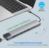 Hub Usb Type c 8 en 1 Hub Usb Adaptateur multifonction pour ordinateurs portables MacBook Pro et Type C Windows