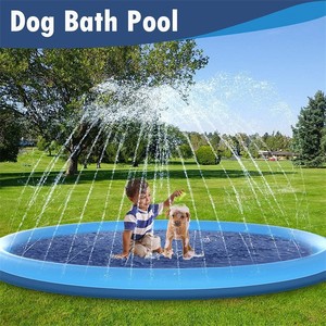 PVC <b>Inflatable</b> Water Spray Mat For Dogs 170cm Outdoor Pet <b>Bathing</b> Play Toy Light Blue - Product Image 2