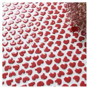 Azulejo de cerámica con forma de corazón rojo pequeño, mosaico personalizado para habitación de niños, decoración de interiores